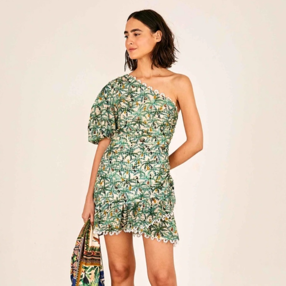 Farm Rio Mini Toucans One Shoulder Dress
